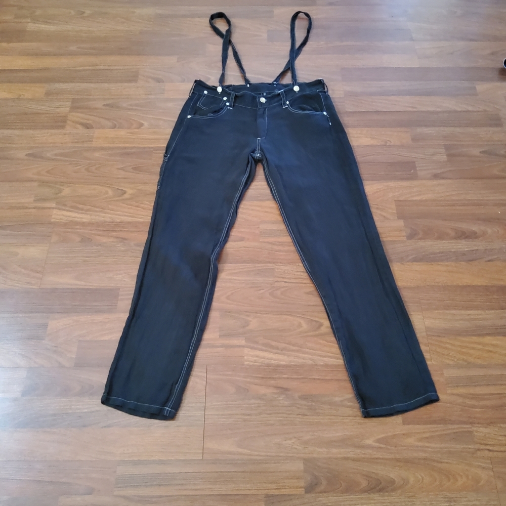 NWOT Johnny Was Suspender Strap Casual Pants Size M Black New - Picture 2 of 6